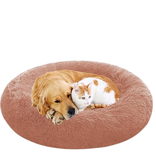 NENIUX Katzenbett, rund, Donut Pet Matratze, Plüsch, Puppy, Hundebett, Kissen, Korb für Hunde, Anti-Stress, Hundesofa für Katzen, groß, mittel, kleine Welpen, maschinenwaschbar (100 cm) von NENIUX