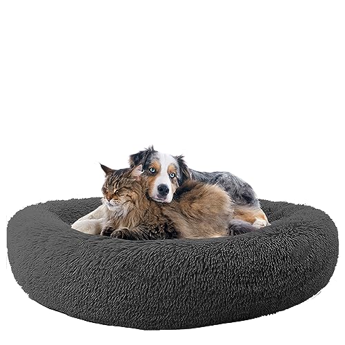 NENIUX Rund Hundebett Katzenbett Hundekissen, Waschbar Katzenkissen Katzenkorb Hundesofa, Donut Welpen Kissen, Anti Angst Hundekorb für Kleine, Mittelgroße & Große Hunde, Katzen(100cm/39inch) von NENIUX