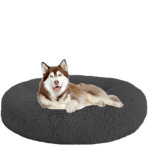 NENIUX Rundes beruhigendes Hundebett, waschbar, selbstwärmend, Donut-Plüsch-Katzenbett, Welpenkissen, Anti-Angst, Haustierbetten mit rutschfester Unterseite für kleine/mittelgroße Hunde, 130 cm, NENIUX Rundes beruhigendes Hundebett, waschbar, selbstwärmend, Donut-Plüsch-Katzenbett, Welpenkissen, Anti-Angst, Haustierbetten mit rutschfester Unterseite für kleine/mittelgroße Hunde, 130 cm, von NENIUX