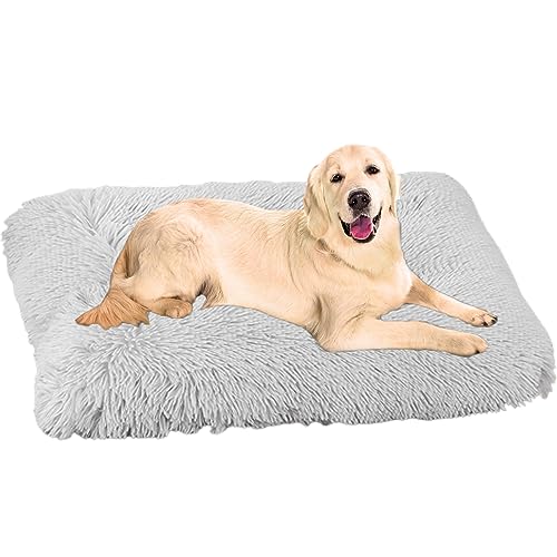 NENIUX Wärmende Matratze für Hundekäfige, beruhigende Hundehütte, Hundebetten, Hundekissen, Betten mit rutschfester Unterseite für große, mittelgroße und kleine Hunde, 100 x 60 x 10 cm, Grau von NENIUX