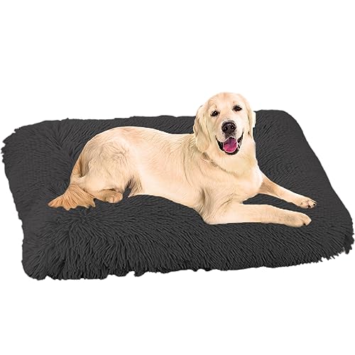 NENIUX Wärmende Matratze für Hundekäfige, beruhigende Hundehütte, Hundebetten, Hundekissen, Betten mit rutschfester Unterseite für große, mittelgroße und kleine Hunde, 50 x 40 x 5 cm, Dunkelgrau von NENIUX