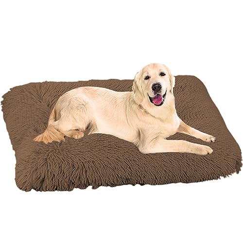 NENIUX Wärmende Matratze für Hundekäfige, beruhigende Hundehütte, Hundebetten, Hundekissen, Betten mit rutschfester Unterseite für große, mittelgroße und kleine Hunde, 50 x 40 x 5 cm, Braun von NENIUX
