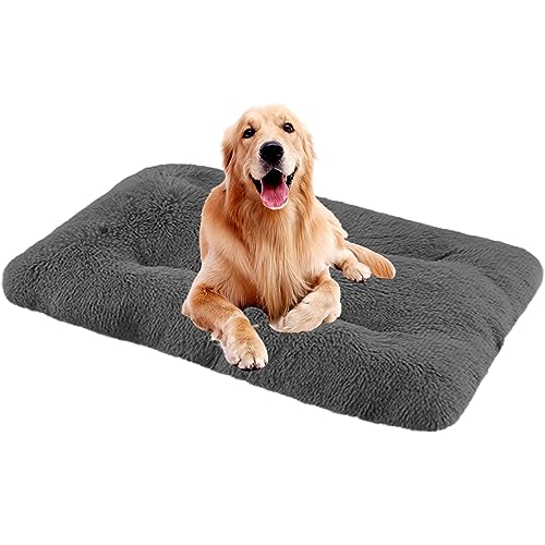 NENIUX Washable Dog Beds Dog Crate Beds Dog Cushion Relief Stress Pet Bed Mattress Dog Pillow Beds Kennel Pad with Anti Slip Bottom for Medium Small Dogs&Cats,122x85x12cm,Dark Grey von NENIUX