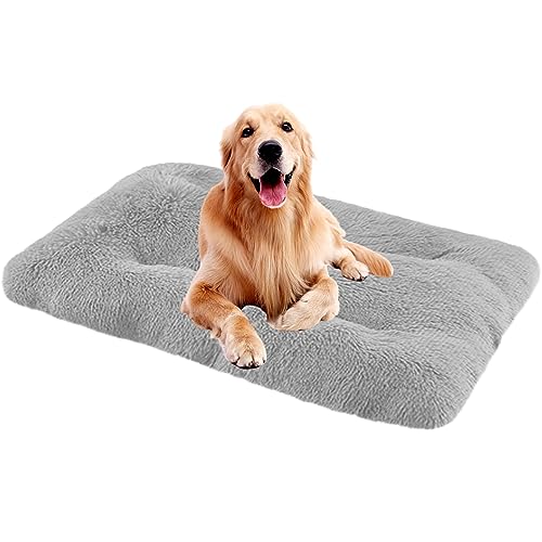 NENIUX Washable Dog Beds Dog Crate Beds Dog Cushion Relief Stress Pet Bed Mattress Dog Pillow Beds Kennel Pad with Anti Slip Bottom for Medium Small Dogs&Cats,122x85x12cm,Grey von NENIUX