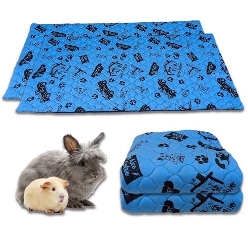 NEO SOLVO 2 Stück Käfigeinlage für Kaninchen und Meerschweinchen mit Abnehmbarer Fleece-Tunneldecke - perfekte Einstreu für Innenkäfige und C&C - saugfähig, wasserdicht - 60 cm x 120 cm - Dunkelblau von NEO SOLVO