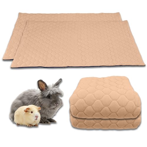 NEO SOLVO 2 Stück Käfigeinlage für Kaninchen und Meerschweinchen mit Abnehmbarer Fleece-Tunneldecke - perfekte Einstreu für Innenkäfige und C&C - saugfähig, wasserdicht - 70 cm x 140 cm - Pfirsich von NEO SOLVO