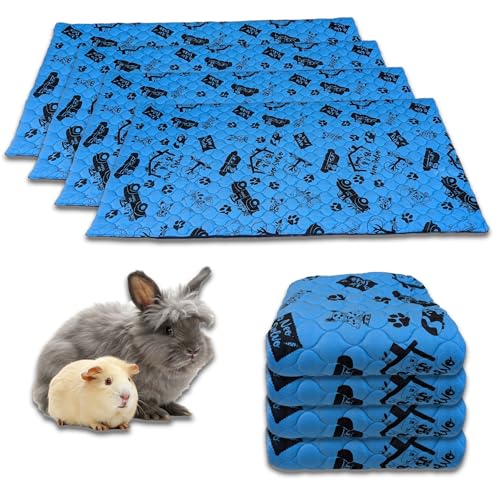 NEO SOLVO 4 Stück Käfigeinlage für Kaninchen und Meerschweinchen mit Abnehmbarer Fleece-Tunneldecke - perfekte Einstreu für Innenkäfige und C&C - saugfähig, wasserdicht - 70 cm x 140 cm - Dunkelblau von NEO SOLVO