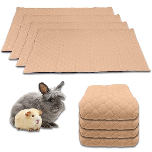 NEO SOLVO 4 Stück Käfigeinlage für Kaninchen und Meerschweinchen mit Abnehmbarer Fleece-Tunneldecke - perfekte Einstreu für Innenkäfige und C&C - saugfähig, wasserdicht - 70 cm x 140 cm - Pfirsich von NEO SOLVO