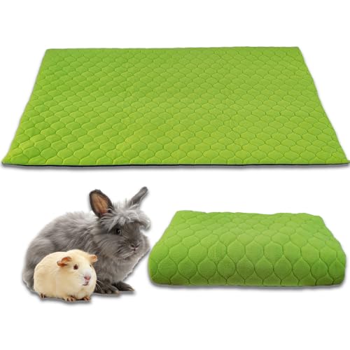 NEO SOLVO Käfigeinlage für Kaninchen und Meerschweinchen mit Abnehmbarer Fleece-Tunneldecke - perfekte Einstreu für Innenkäfige und C&C - saugfähig, wasserdicht - 105 x 70 cm - Grün von NEO SOLVO