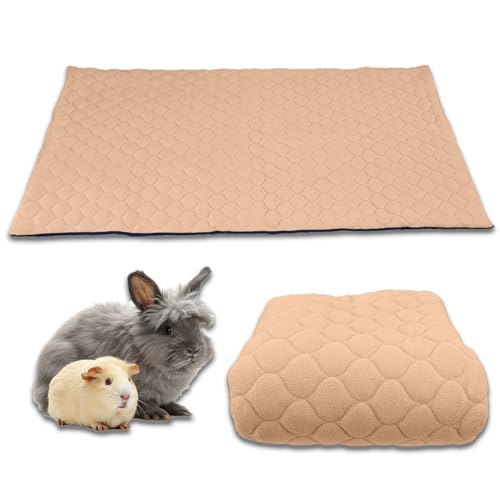 NEO SOLVO Käfigeinlage für Kaninchen und Meerschweinchen mit Abnehmbarer Fleece-Tunneldecke - perfekte Einstreu für Innenkäfige und C&C - saugfähig, wasserdicht - 140 x 70 cm - Pfirsich von NEO SOLVO