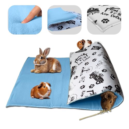 NEO SOLVO Matte, Decke Fleece, 60 x 120 cm, für Meerschweinchen, Kaninchen, Hunde und Katzen – saugfähiger Schwammeffekt auf der Fleece-Seite – Bequem und warm – Blau – Midwest Käfig von NEO SOLVO