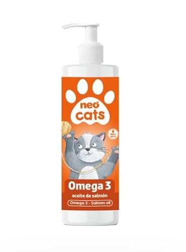 NEO CATS - Flüssiges Nahrungsergänzungsmittel Omega 3 für Katzen - mit reinem Lachsöl - stärkt die Abwehrkräfte, verleiht Vitalität, verbessert die Mobilität, das Fell und die kognitive Funktion - 300 von neo cats