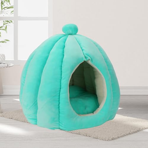 Haustierhaus, Katzenhöhle, Katzenbett, gemütliches Haustierbett, geschlossenes, überdachtes Haustierzelt, ultraweich mit Rutschfester Unterseite, maschinenwaschbar (Color : Blue, Size : 35x30cm) von NEOFEN