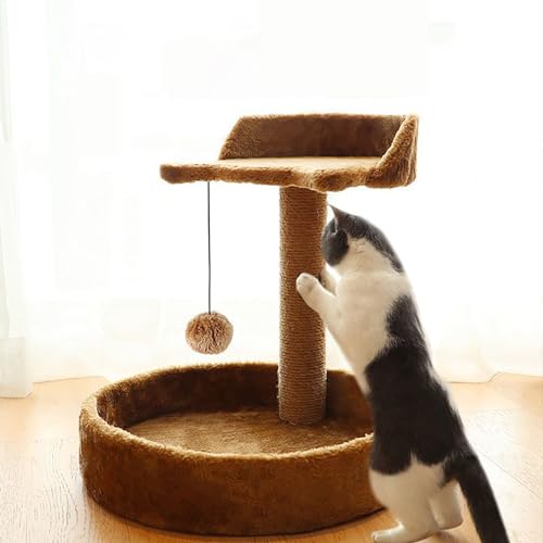 Katzen-Klettergerüst, Katzennest, integrierte große, widerstandsfähige Sprungplattform, Katzenspielzeug, Kratzbrett, Katzen-Klettergerüst (Color : Brown, Size : 42x34cm) von NEOFEN