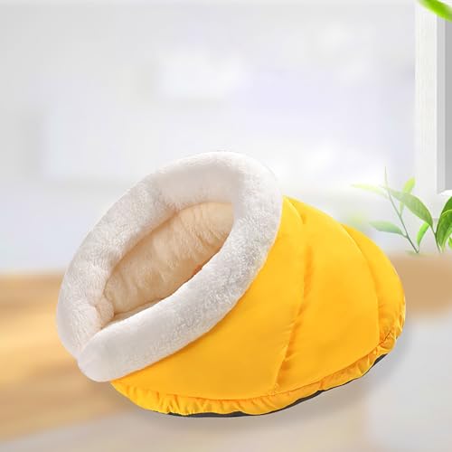 Katzenbett, Warmer Schlafsack, Höhlenbett für kleine Haustiere, Welpen, Kätzchen, Haustier, für den Innenbereich, Schlummerschlaf, weiches Plüsch, beruhigendes Bett, Zelthaus (Color : Yellow, Size : Katzenbett, Warmer Schlafsack, Höhlenbett für kleine Haustiere, Welpen, Kätzchen, Haustier, für den Innenbereich, Schlummerschlaf, weiches Plüsch, beruhigendes Bett, Zelthaus (Color : Yellow, Size : von NEOFEN