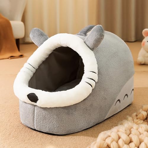 Katzenbett, selbstwärmendes Höhlenhaus, Tierform, Nest, Haustierschlafbett (Color : Grey, Size : M) von NEOFEN