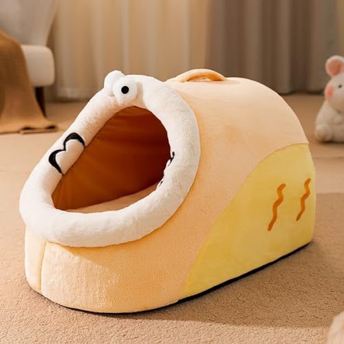 Katzenbett, selbstwärmendes Höhlenhaus, Tierform, Nest, Haustierschlafbett (Color : Yellow, Size : L) von NEOFEN