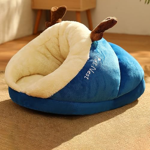 Katzenbetthöhle für Hauskatzen, weiches, warmes Haustierhöhlenbett für kleine Welpen, Dickes, selbstwärmendes Schlafzeltbett für Kaninchen und Hunde im Winter, dreieckiges Nest (Color : Blue, Size : Katzenbetthöhle für Hauskatzen, weiches, warmes Haustierhöhlenbett für kleine Welpen, Dickes, selbstwärmendes Schlafzeltbett für Kaninchen und Hunde im Winter, dreieckiges Nest (Color : Blue, Size : von NEOFEN