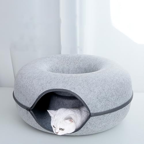 Katzenhöhle für Hauskatzen, Katzen-Donut-Katzentunnelbett, für mittelgroße Katzen bis zu 30 Pfund (Color : A, Size : 50X20cm) von NEOFEN