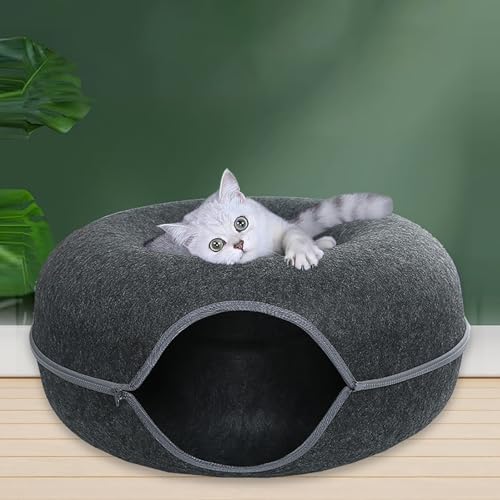 Katzenhöhle für Hauskatzen, Katzen-Donut-Katzentunnelbett, für mittelgroße Katzen bis zu 30 Pfund (Color : B, Size : 50X20cm) von NEOFEN
