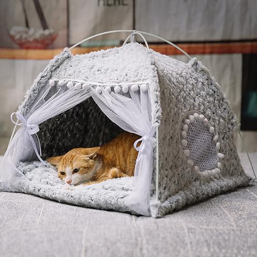 Katzenzelt mit Matte, Kätzchen-Tipi, Katzenhöhlenbett für drinnen und draußen, tragbares süßes Nest für kleine, mittelgroße Katzen, Hunde, Welpen bis 5–25 Katzen, alle Jahreszeiten (Color : A, Size Katzenzelt mit Matte, Kätzchen-Tipi, Katzenhöhlenbett für drinnen und draußen, tragbares süßes Nest für kleine, mittelgroße Katzen, Hunde, Welpen bis 5–25 Katzen, alle Jahreszeiten (Color : A, Size von NEOFEN