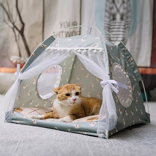 Katzenzelt mit Matte, Kätzchen-Tipi, Katzenhöhlenbett für drinnen und draußen, tragbares süßes Nest für kleine, mittelgroße Katzen, Hunde, Welpen bis 5–25 Katzen, alle Jahreszeiten (Color : B, Size Katzenzelt mit Matte, Kätzchen-Tipi, Katzenhöhlenbett für drinnen und draußen, tragbares süßes Nest für kleine, mittelgroße Katzen, Hunde, Welpen bis 5–25 Katzen, alle Jahreszeiten (Color : B, Size von NEOFEN
