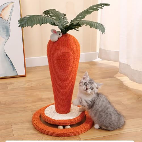 Kratzbaum für Katzen, niedlicher Kratzbaum mit Karottenmotiv, Natur-Sisal-Kratzbaum für Katzen und Kätzchen im Innenbereich (Color : A, Size : 40x30cm) von NEOFEN