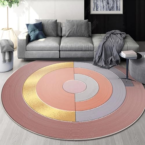 NEOFEN Runder Teppich mit abstrakten Linien, weiche, Dicke Krabbelmatten, Oberfläche aus Kaschmirimitat, maschinenwaschbar, rutschfest, runde Fußmatten (Color : 10, Size : 200cm) von NEOFEN