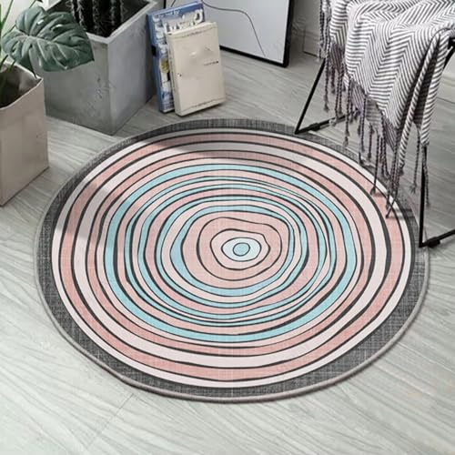 NEOFEN Runder Teppich mit abstrakten Linien, weiche, Dicke Krabbelmatten, Oberfläche aus Kaschmirimitat, maschinenwaschbar, rutschfest, runde Fußmatten (Color : 3, Size : 180cm) von NEOFEN