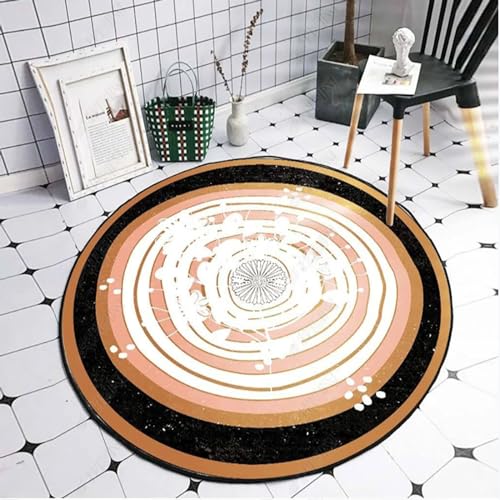 NEOFEN Runder Teppich mit abstrakten Linien, weiche, Dicke Krabbelmatten, Oberfläche aus Kaschmirimitat, maschinenwaschbar, rutschfest, runde Fußmatten (Color : 4, Size : 80cm) von NEOFEN