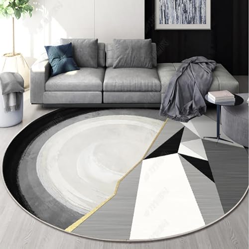 NEOFEN Runder Teppich mit abstrakten Linien, weiche, Dicke Krabbelmatten, Oberfläche aus Kaschmirimitat, maschinenwaschbar, rutschfest, runde Fußmatten (Color : 7, Size : 200cm) von NEOFEN
