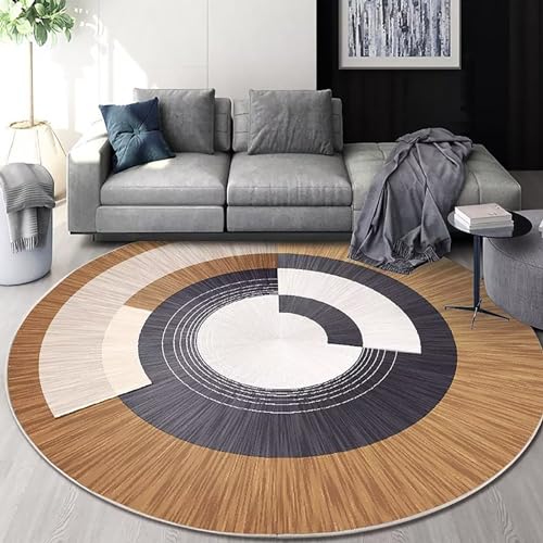 NEOFEN Runder Teppich mit abstrakten Linien, weiche, Dicke Krabbelmatten, Oberfläche aus Kaschmirimitat, maschinenwaschbar, rutschfest, runde Fußmatten (Color : 8, Size : 200cm) von NEOFEN