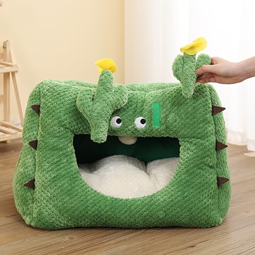 Süßes Katzenbett, Katzenbett für Hauskatzen, Kaktus-Katzenbett, Zelthöhle mit abnehmbarem und waschbarem Kissen, weiches Haustierhöhlenbettenhaus für Erwachsene Katzen, Kätzchen (Color : 2, Size : M Süßes Katzenbett, Katzenbett für Hauskatzen, Kaktus-Katzenbett, Zelthöhle mit abnehmbarem und waschbarem Kissen, weiches Haustierhöhlenbettenhaus für Erwachsene Katzen, Kätzchen (Color : 2, Size : M von NEOFEN