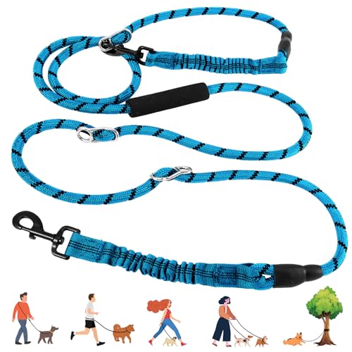 Strapazierfähige Hundeleine mit stoßdämpfendem Bungee, kein Ziehen, kein Verheddern, reflektierend, 3 m, für Spaziergänge mit dem Hund, 3 m, Blau Strapazierfähige Hundeleine mit stoßdämpfendem Bungee, kein Ziehen, kein Verheddern, reflektierend, 3 m, für Spaziergänge mit dem Hund, 3 m, Blau von NEOGULY