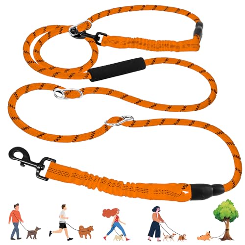 Strapazierfähige Hundeleine mit stoßdämpfendem Bungee, kein Ziehen, kein Verheddern, reflektierend, 3 m lang, für Spaziergänge mit dem Hund, Orange Strapazierfähige Hundeleine mit stoßdämpfendem Bungee, kein Ziehen, kein Verheddern, reflektierend, 3 m lang, für Spaziergänge mit dem Hund, Orange von NEOGULY