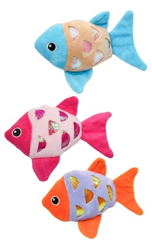 NEON Fish Family Katzenspielzeug-Set mit Katzenminze (Blauer Fisch, oranger Fisch, rosa Fisch) von NEON