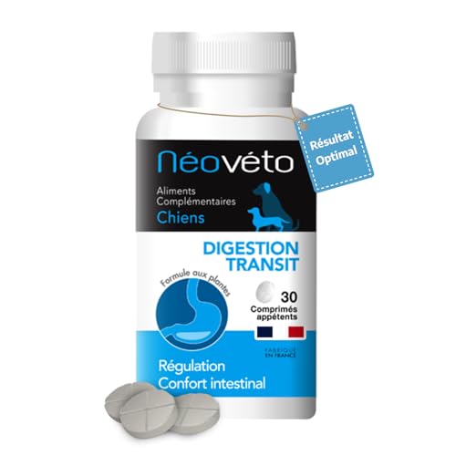 NEOVETO – Digestion Transit – 30 natürliche Tabletten für Hunde – Darmhygiene – Vom französischen Veterinärdienst zugelassene Wirkstoffe Einfache Verabreichung von NEOVETO