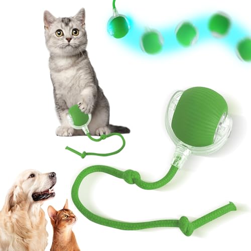 Interaktives Katzenspielzeug Katzenball,Katzenspielzeug Elektrisch Katzenball,Interaktives Katzenball Spielzeug,mit LED Licht mit Seil,USB Wiederaufladbarer Katzen Spielzeug Kitten Selbstbeschäftigung von NEOVSUNY