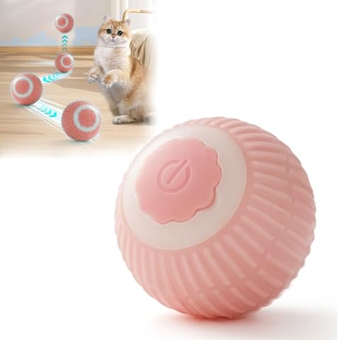 Katzenspielzeug Elektrisch Katzenball mit LED Licht, Interaktives Katzenspielzeug Ball, Automatischer 360° Rollbal Selbstbeschäftigung Katzenball, USB Wiederaufladbarer Katzenbälle für Katzen und Hund von NEOVSUNY