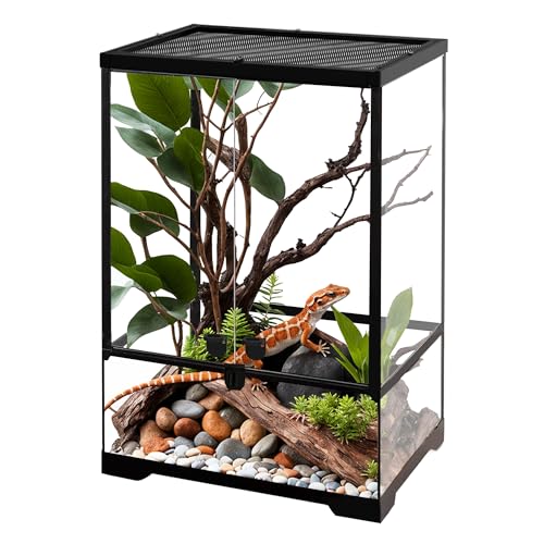 NEPTONION 10 Gallonen professionelles Glasterrarium 30cm x 30cm x 45cm, langlebiger Reptilien-Lebensraumtank, mit hitzebeständigem Rahmen aus Aluminiumlegierung von NEPTONION