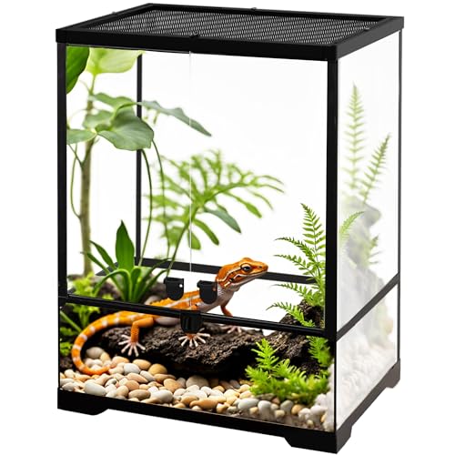 NEPTONION 32 Gallonen professionelles Glasterrarium 45cm x 45cm x 60cm, langlebiger Reptilien-Lebensraumtank, mit hitzebeständigem Rahmen aus Aluminiumlegierung von NEPTONION