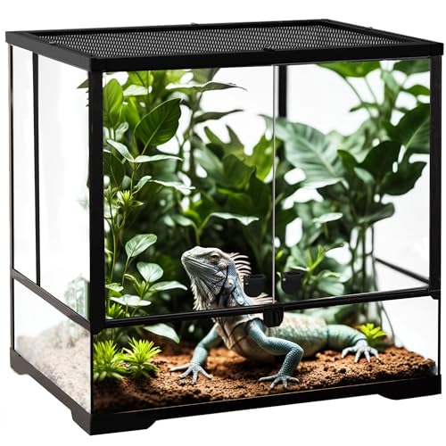 NEPTONION 32 Gallonen professionelles Glasterrarium 60cm x 45cm x 45cm, langlebiger Reptilien-Lebensraumtank, mit hitzebeständigem Rahmen aus Aluminiumlegierung von NEPTONION