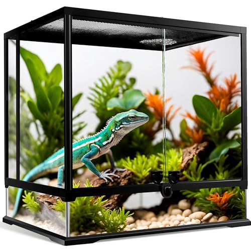 NEPTONION 43 Gallonen professionelles Glasterrarium 60cm x 45cm x 60cm, langlebiger Reptilien-Lebensraumtank, mit hitzebeständigem Rahmen aus Aluminiumlegierung von NEPTONION