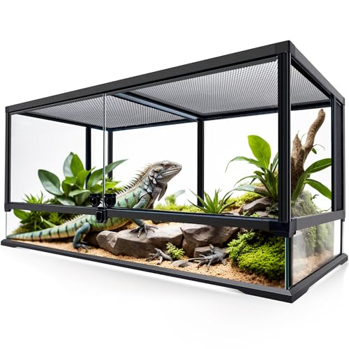 NEPTONION 48 Gallonen professionelles Glasterrarium 90cm x 45cm x 45cm, langlebiger Reptilien-Lebensraumtank, mit hitzebeständigem Rahmen aus Aluminiumlegierung von NEPTONION