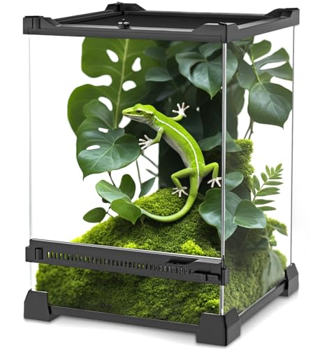NEPTONION Mini-Reptilien-Glas-Terrarium, 20 x 20 x 30 cm, robuster Reptilien-Lebensraum mit hitzebeständigem Rahmen aus Aluminiumlegierung, Einzelschwingtüren, kein Stau durch Sand und Anderen von NEPTONION
