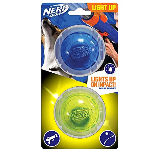 Nerf Blau/Grün Lightning LED Ball Hundespielzeug X-Small 2 Stück von NERF