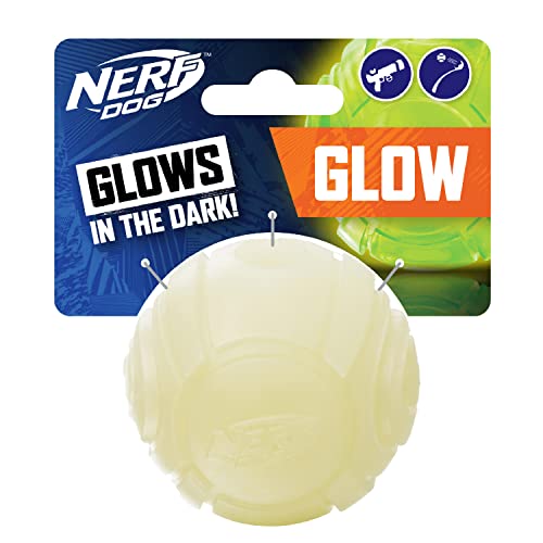 Nerf Dog Glow Ball Hundespielzeug mit interaktiver LED, leicht, langlebig und wasserabweisend, 6,3 cm, für kleine/mittelgroße/große Rassen, Einzeleinheit, keine Farbe von NERF