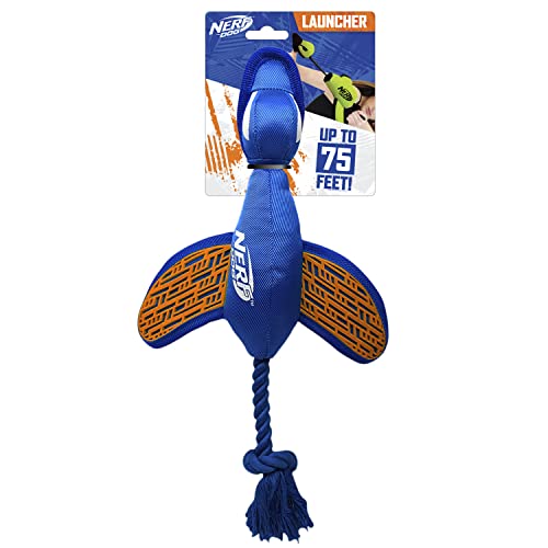NERF Dog Große Nylon-Ente, Blau/Orange - Hundespielzeug, Fetch Toy, Launcher - Ideal für mittelgroße und große Rassen von NERF