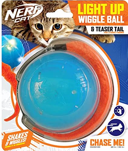 Nerf Dog Nerf Cat Wiggle LED-Ball mit Schwanz, 8,9 cm, Blau / Orange von NERF