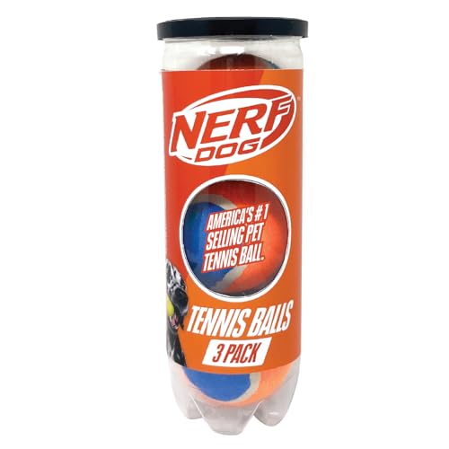 Nerf Tennisbälle für Hunde, druckfest, 6,3 cm, kein Quietschen, Apportierspielzeug für Hunde, Blau/Orange, 3 Stück Nerf Tennisbälle für Hunde, druckfest, 6,3 cm, kein Quietschen, Apportierspielzeug für Hunde, Blau/Orange, 3 Stück von NERF